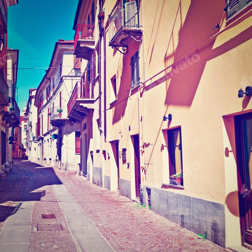 Preview: Architecture Of The Medieval Piedmont City Of Cuneo In Italy, Instagram Effect