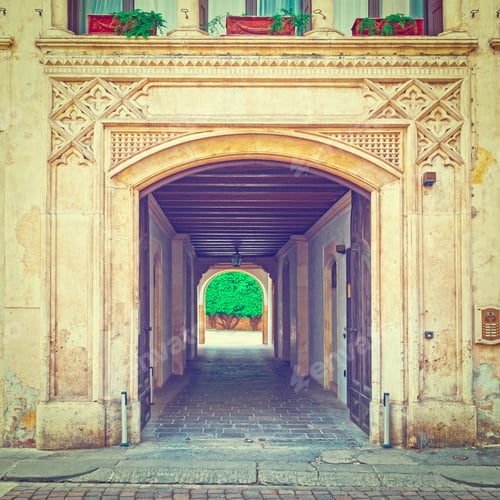 Preview: Balcony Above The Gateway In The Italian City Of Vicenza, Instagram Effect