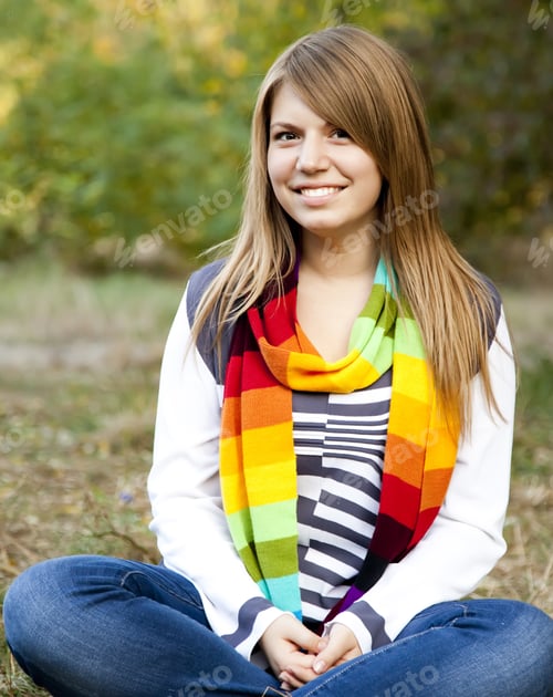 Preview: Portrait Of Girl At Outdoor. Autumn.