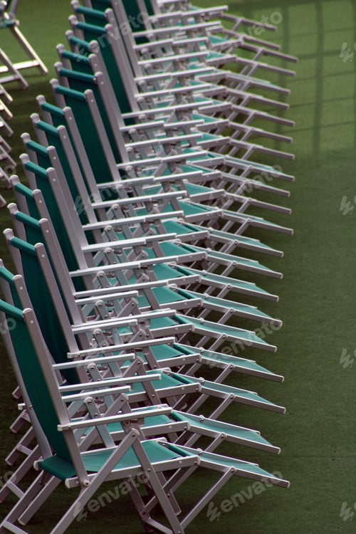 Preview: Deckchairs In The Meno River, Frankfurt Am Main, Germany