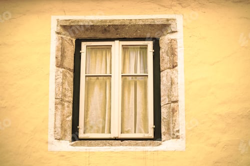 Preview: Typical Windows Of A House In A Small Town In Austria. Home In The Austrian City Of Gmunden In A