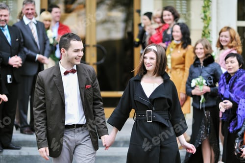 Preview: Happy Bride And Groom Walking Together