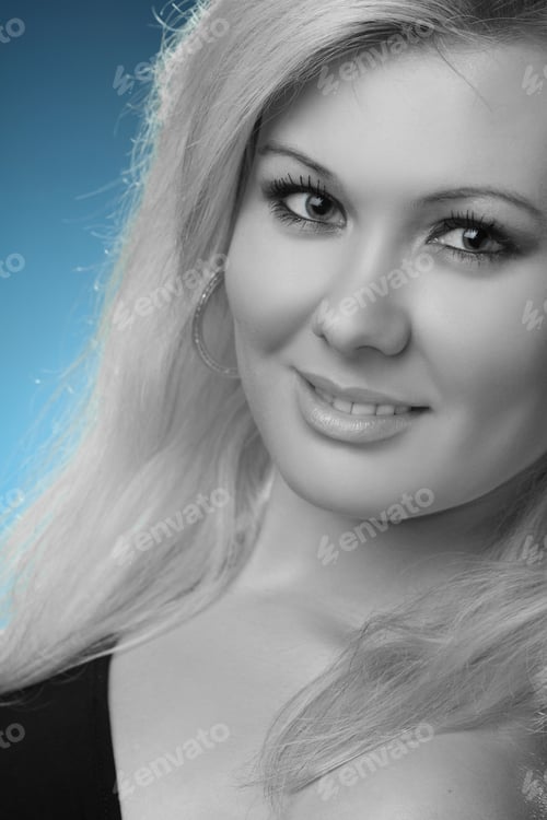 Preview: Portrait Of A Beautiful Woman With Magnificent Hair And Expressive Eyes. Sensitive Lips. Beautiful