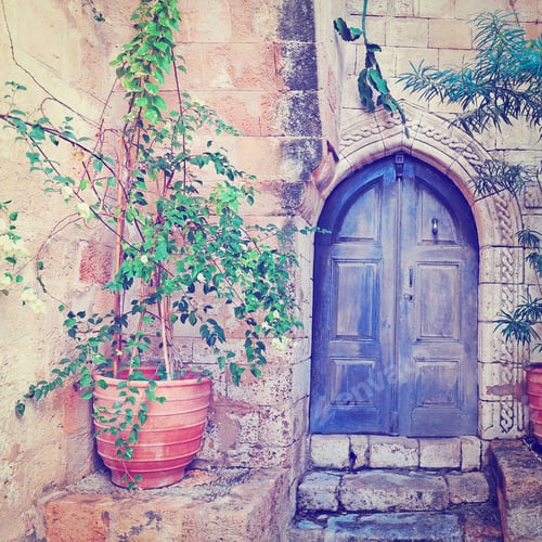 Preview: Courtyard Of A Typical Greek House, Retro Effect