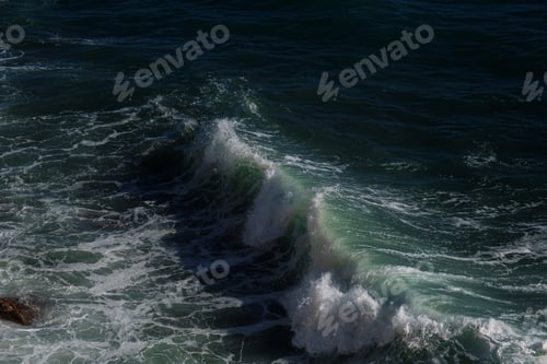 Preview: Ocean Wave Background Breaking Sea Water Rocky Shore Rough Seas Turquoise Water Gradient Foam. Big