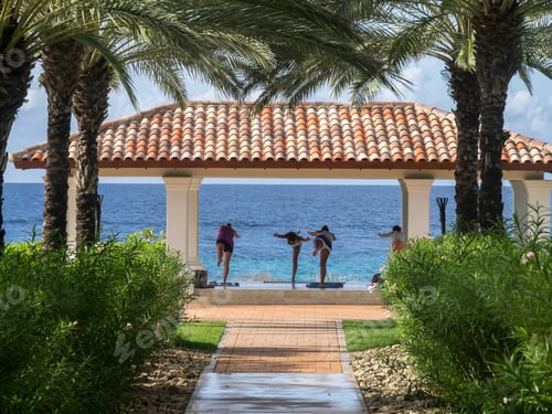 Preview: Beach And Swimming Pool Curacao In The Dutch Antilles A Caribbean Island