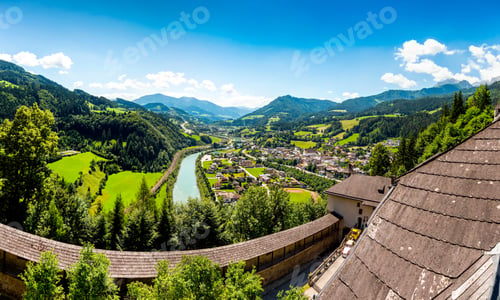 Preview: Aerial View Of The Werfen Village In Austria