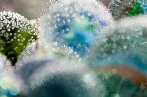 Preview: Abstract Underwater Composition With Colorful Glass Balls, Bubbles And Light