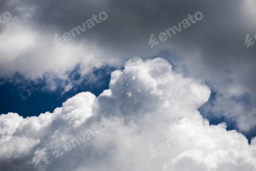 Preview: Beautiful, Fluffy, White And Grey Clouds And Blue Sky