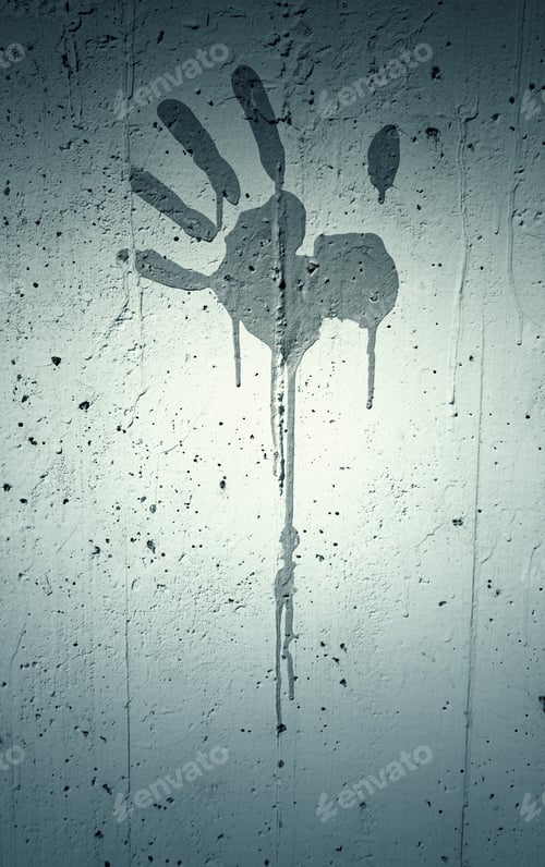 Preview: Hand Painted Cement, Detail Of A Hand Painted On A Wall In The City, Urban Art Detail