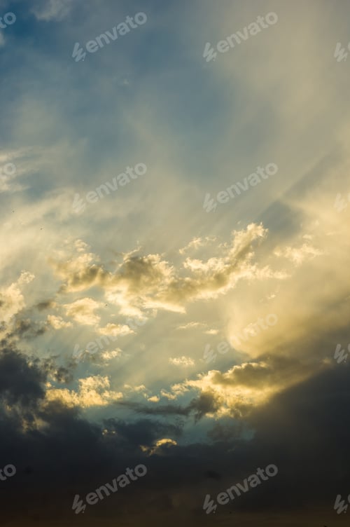 Preview: Landscape With Dramatic Light - Beautiful Golden Sunset With Saturated Sky And Clouds.