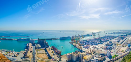 Preview: Aerial View Of The Industrial Part Of Port Of Barcelona, Spain