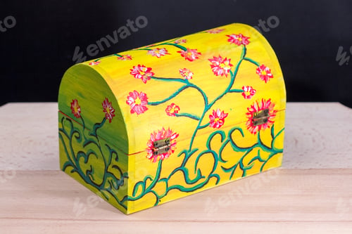 Preview: Painted, Wooden Small Box For Multiple Purposes