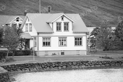 Preview: Seydisfjordur, Iceland. Black And White Style.