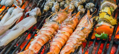 Preview: Tiger Prawns Grilled Sea Food, Shrimps, Street Food And Beach Bbq