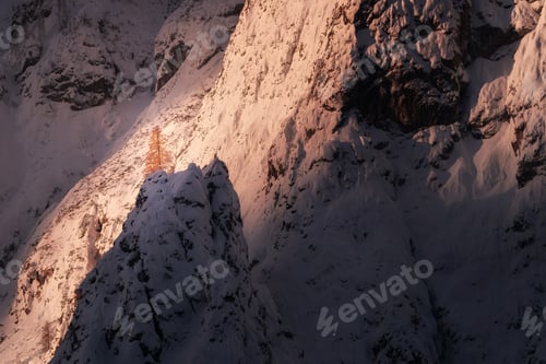 Preview: Sunrise In The Mountains Covered With Fresh Snow