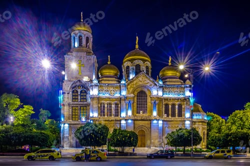 Preview: Night View Of The Dormition Of The Theotokos Cathedral In Varna, Bulgarian
