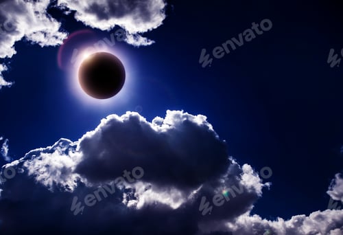Preview: Eclipse Of The Sun In The Abstract Dark Storm Clouds