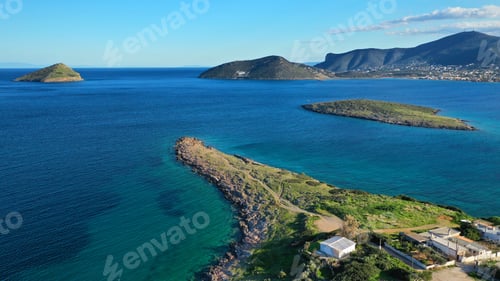Preview: Aerial Drone Photo Of Beautiful Seascape In Bay Of Porto Rafti, Mesogeia, Attica, Greece