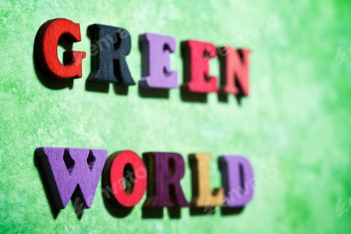 Preview: Green World Text On A Green Paper.