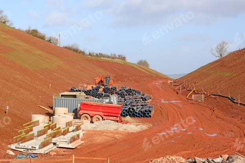 Preview: Pipes On A Road Construction Site