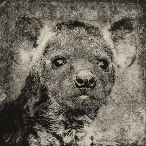 Preview: Hyena Cub On Textured Grunge Background