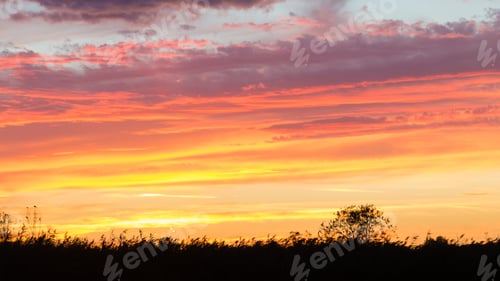 Preview: Sunset Over Water From "Delta Del Po", Italian Landscape. Water And Sky