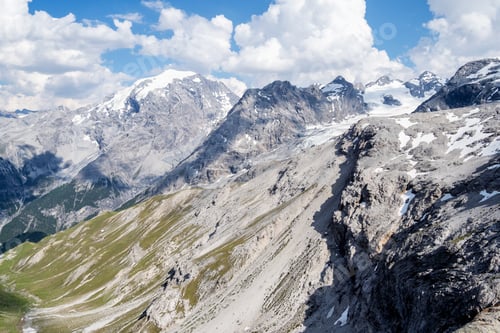 Preview: Italy, Stelvio National Park. Famous Stelvio Pass In Ortler Alps. Alpine Landscape.