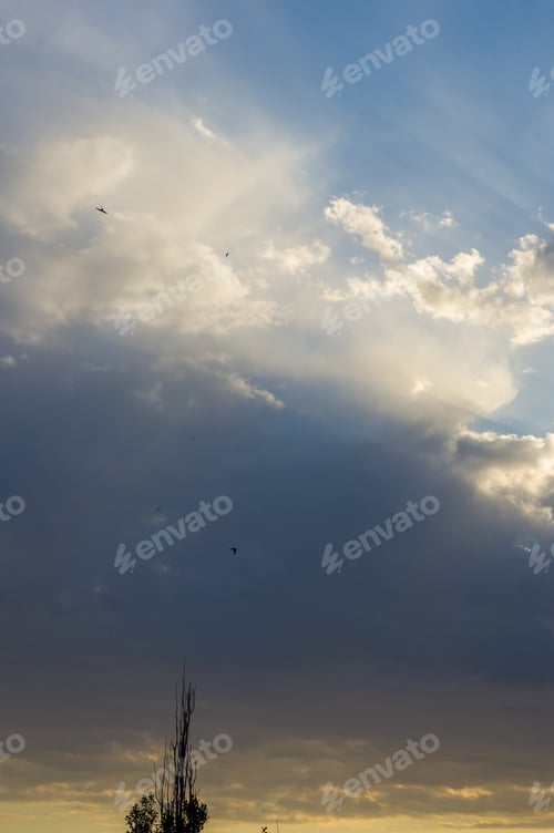 Preview: Landscape With Dramatic Light - Beautiful Golden Sunset With Saturated Sky And Clouds.