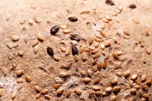 Preview: Organic Home Made Bread With Flax Seeds And Rural Background