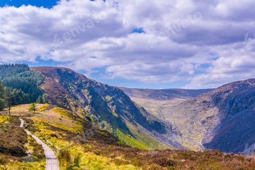 Preview: A Panoramic Path Winding Over Glendalough, Ireland