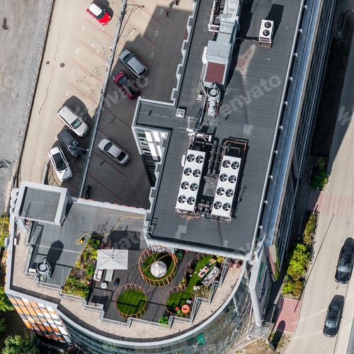 Preview: Aerial View Over The Roof Of Building And Terrace