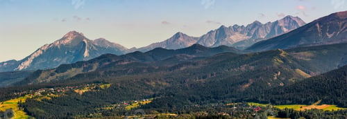 Preview: High Tatra Mountain Ridge Evening In Poland. View To Gorgeous Valley Of Zakopane Village
