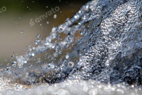Preview: Fountain Water Splashes, Close Up, Summer Nature.