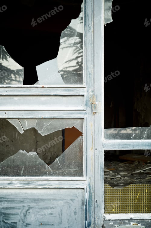 Preview: Close-Up Of Broken Windowpanes.