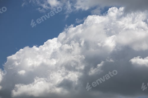 Preview: Beautiful, Fluffy, White And Grey Clouds And Blue Sky