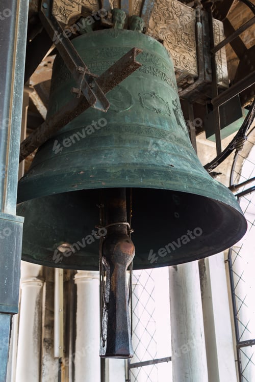 Preview: Large Bronze Bell On Top Of San Marco'S Tower In Venice, Italy