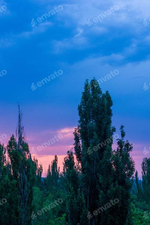 Preview: Landscape With Dramatic Light - Beautiful Golden Sunset With Saturated Sky And Clouds.