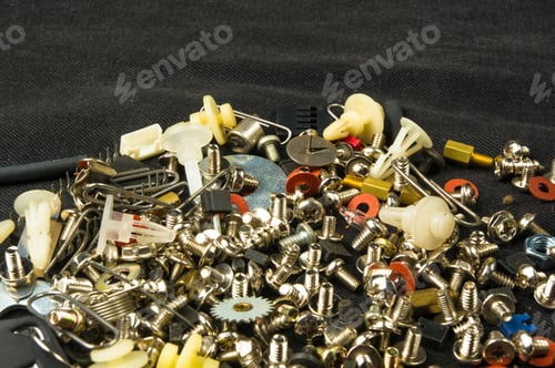 Preview: Techno Backgrounds - Various Bolts, Screws, Washers, Nuts And Other Computer Small Fasteners On