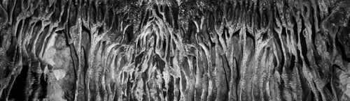 Preview: Horizontal Nature Banner. Cave Formations. Black White Background.