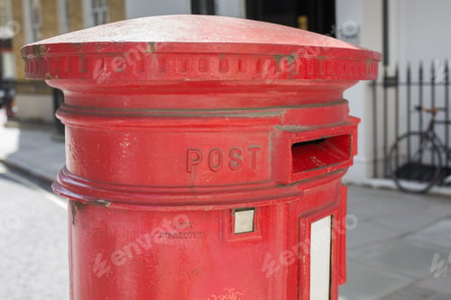 Preview: Red And Metallic Mailbox In London Street.