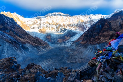 Preview: Morning View Of Mount Annapurna I From Annapurna Base Camp, Round Annapurna Circuit Trekking Trail