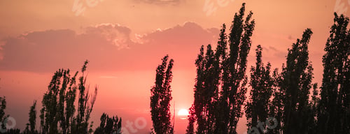 Preview: Landscape With Dramatic Light - Beautiful Golden Sunset With Saturated Sky And Clouds.