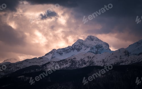Preview: Dark Winter Sunset In The Mountains