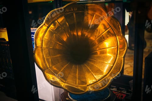 Preview: Gold Vintage Gramophone For Vinyl Discs