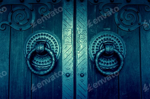 Preview: Detail Of An Old Wooden Door, Detail Of A Door Knocker
