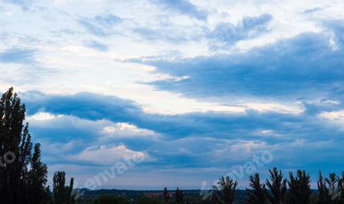 Preview: Landscape With Dramatic Light - Beautiful Golden Sunset With Saturated Sky And Clouds.