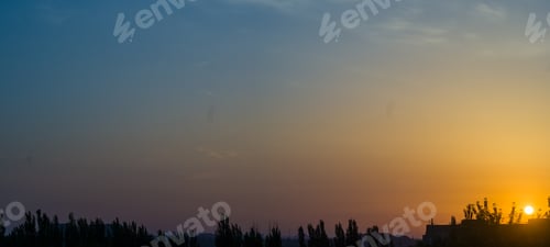 Preview: Landscape With Dramatic Light - Beautiful Golden Sunset With Saturated Sky And Clouds.