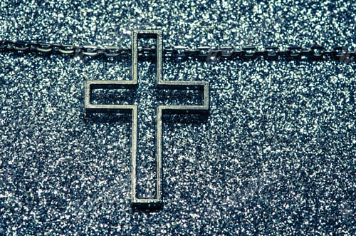 Preview: Silver Cross Symbol On Silver Background