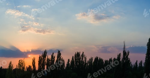 Preview: Landscape With Dramatic Light - Beautiful Golden Sunset With Saturated Sky And Clouds.